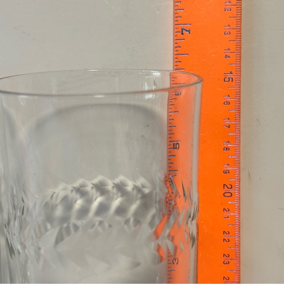 Set of 4 Clear Etched Laurel Wreath Drinking Ice Tea Glasses EUC - Picture 6 of 11